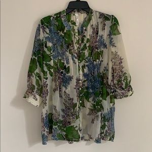 Sheer flowy floral blouse